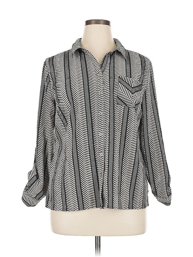 Pre-owned Notations 3/4 Sleeve Blouse In Gray