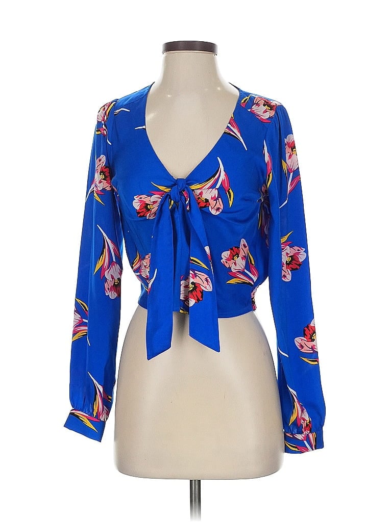 Pre-owned Express 3/4 Sleeve Blouse In Blue