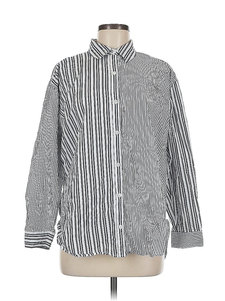 Pre-owned Gloria Vanderbilt Long Sleeve Button Down Shirt In Silver