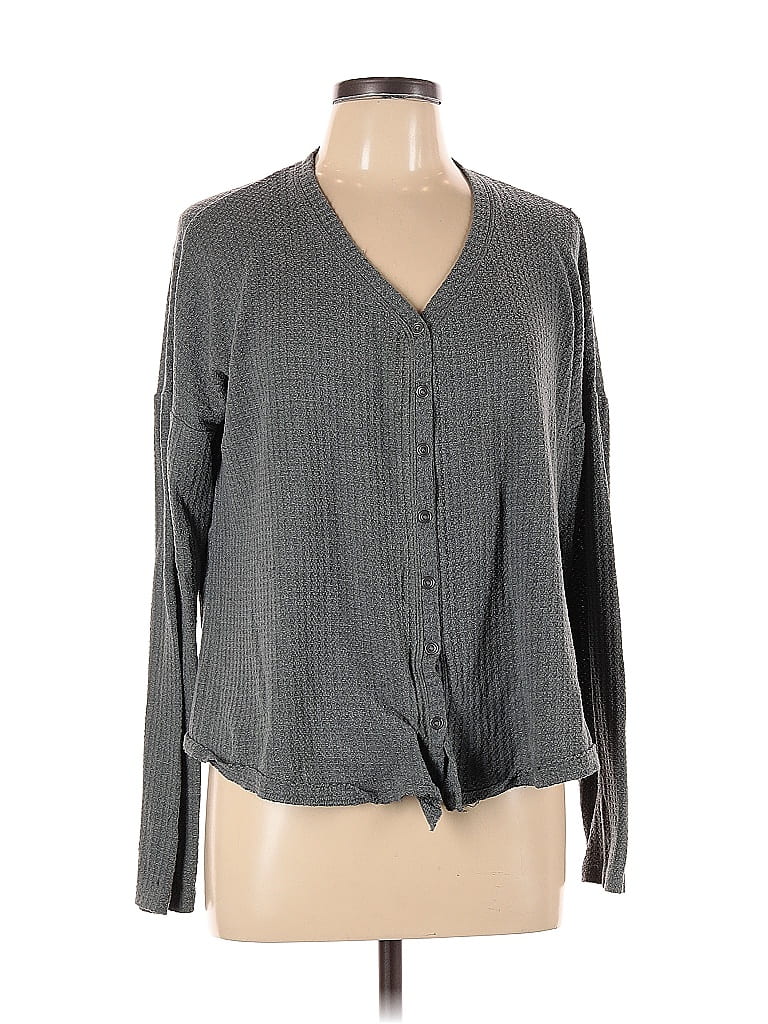 Pre-owned Mudd Long Sleeve Blouse In Gray