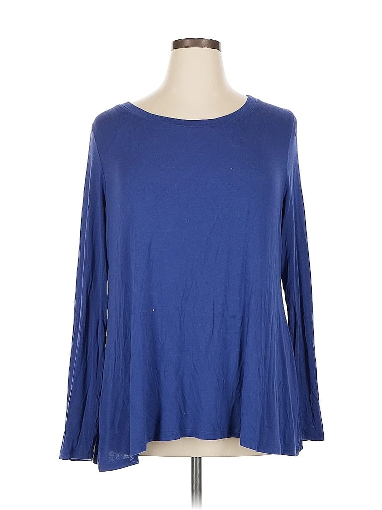 LOGO by Lori Goldstein Blue Long Sleeve T-Shirt Size XL - photo 1