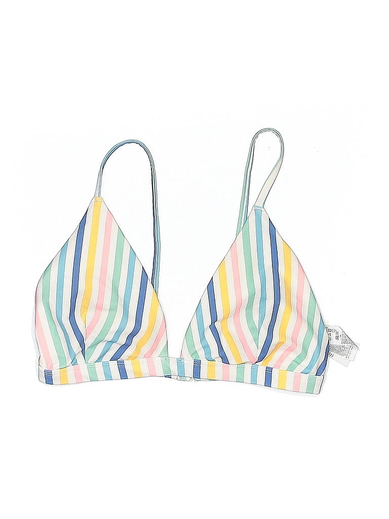 Pre-owned Old Navy Swimsuit Top White Stripes Pattern Swimwear