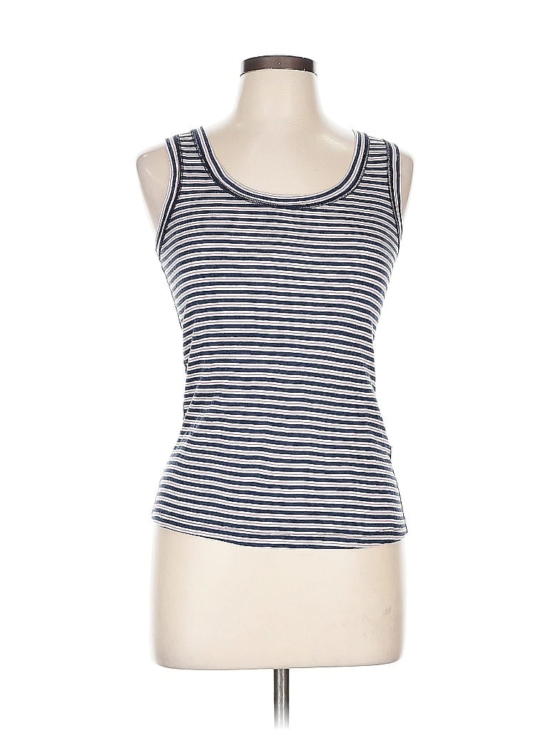 Pre-owned Three Dots Tank Top Blue Strapless Neckline Tops