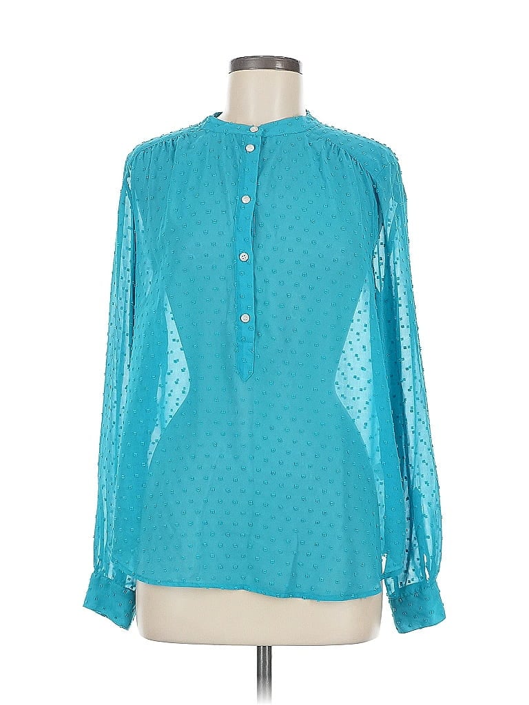Pre-owned J.crew Factory Store Long Sleeve Blouse In Blue