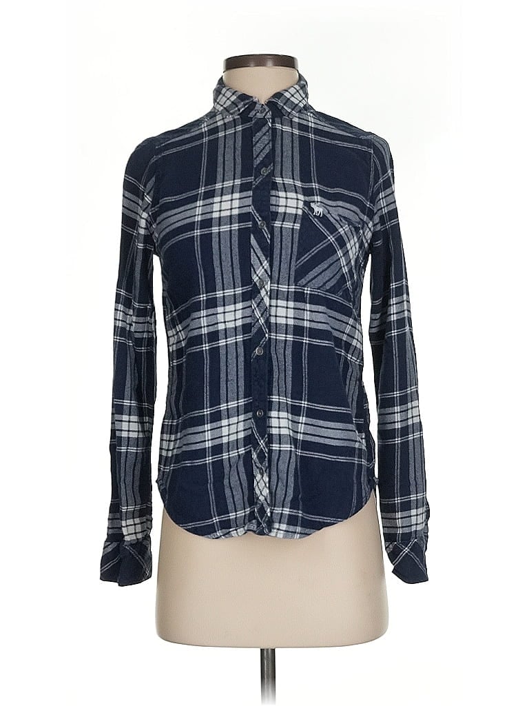 Pre-owned Abercrombie & Fitch Long Sleeve Button Down Shirt In Blue