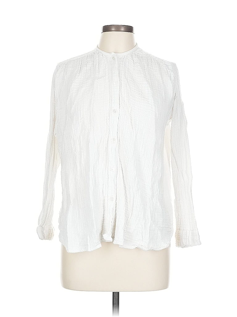 Pre-owned Mille Resort & Travel Long Sleeve Blouse In White