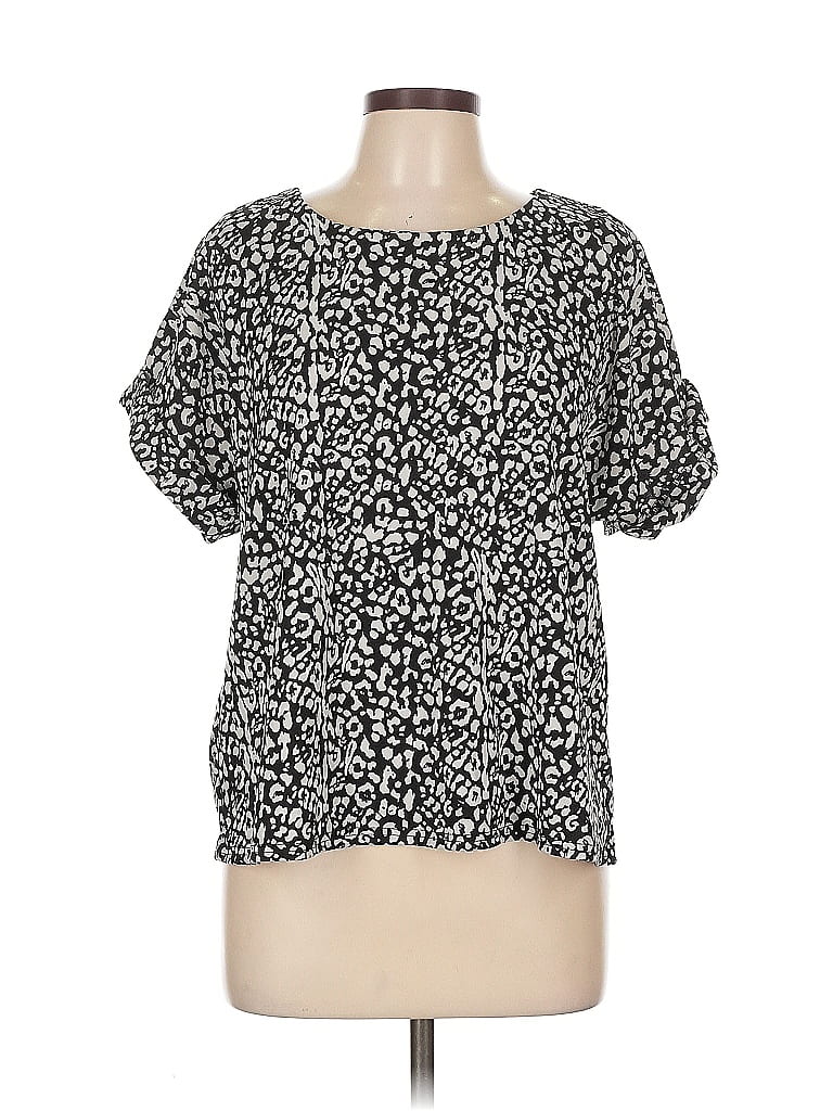 Pre-owned Melloday Short Sleeve Blouse In Black