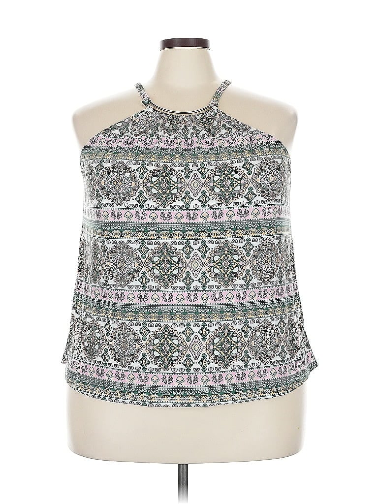 Pre-owned Always Indigo Sleeveless Blouse In Green