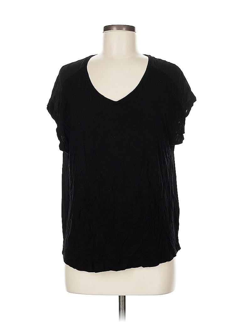 Pre-owned Tahari Short Sleeve Top Black V Neck Tops