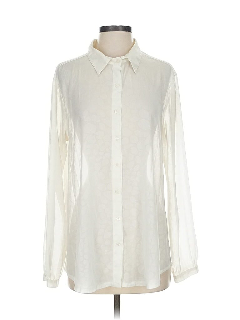 Pre-owned Assorted Brands Long Sleeve Blouse In White