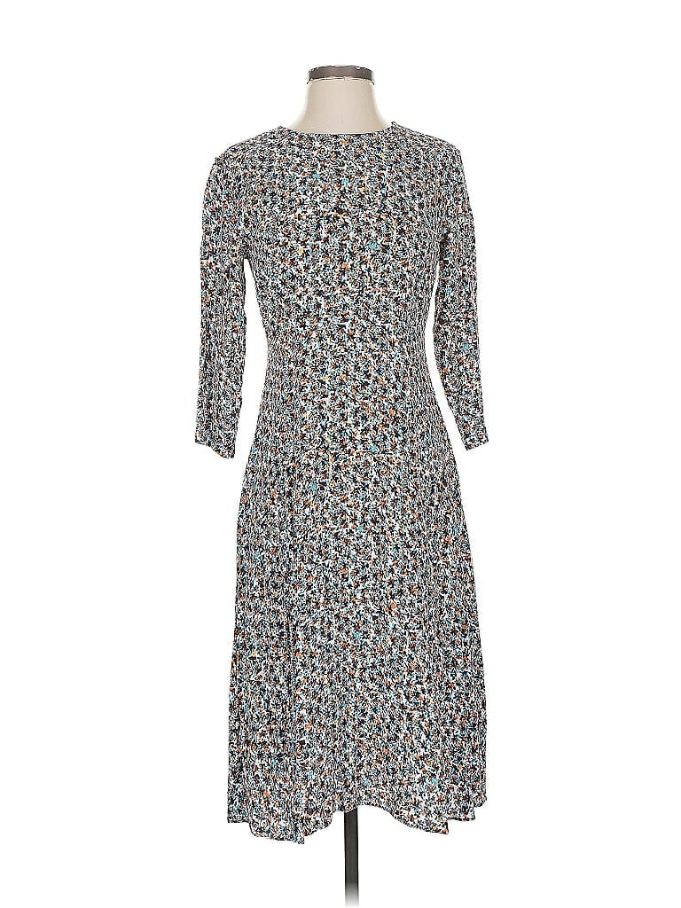 Ann Taylor LOFT 100% Rayon Animal Print Blue Casual Dress Size 0 - photo 1