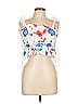 Peter Som Collective 100% Cotton White Poppy Floral Smocked Top Size 10 - photo 1