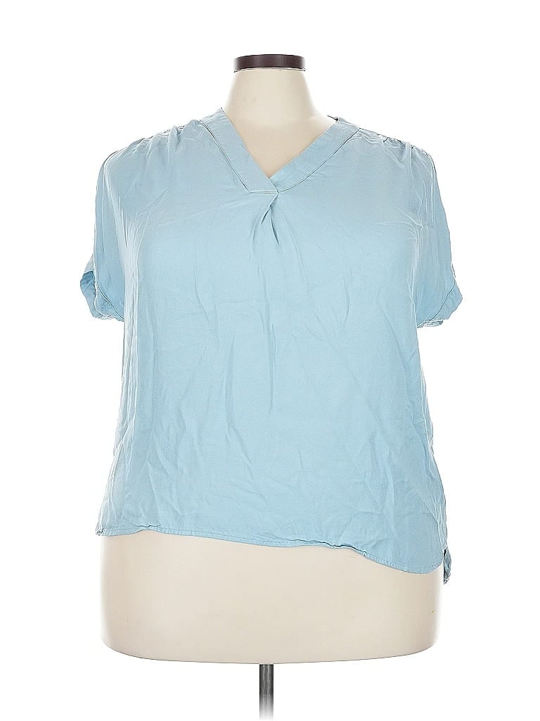 Pre-owned Nine West Short Sleeve Blouse In Blue