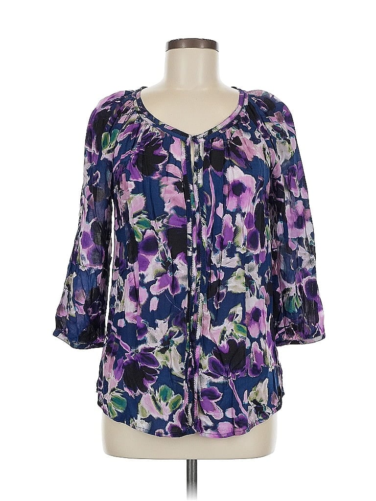 Pre-owned St. John's Bay 3/4 Sleeve Blouse In Purple