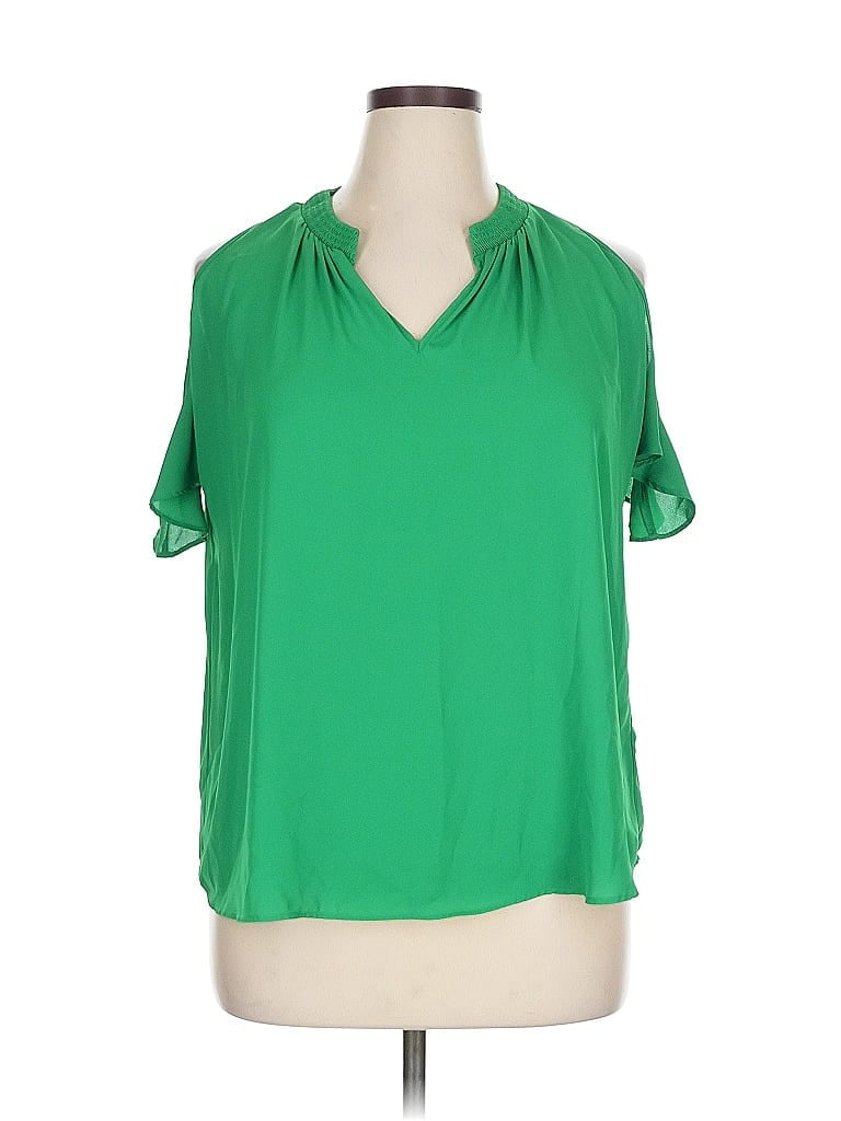 Pre-owned Mossimo Short Sleeve Blouse In Green