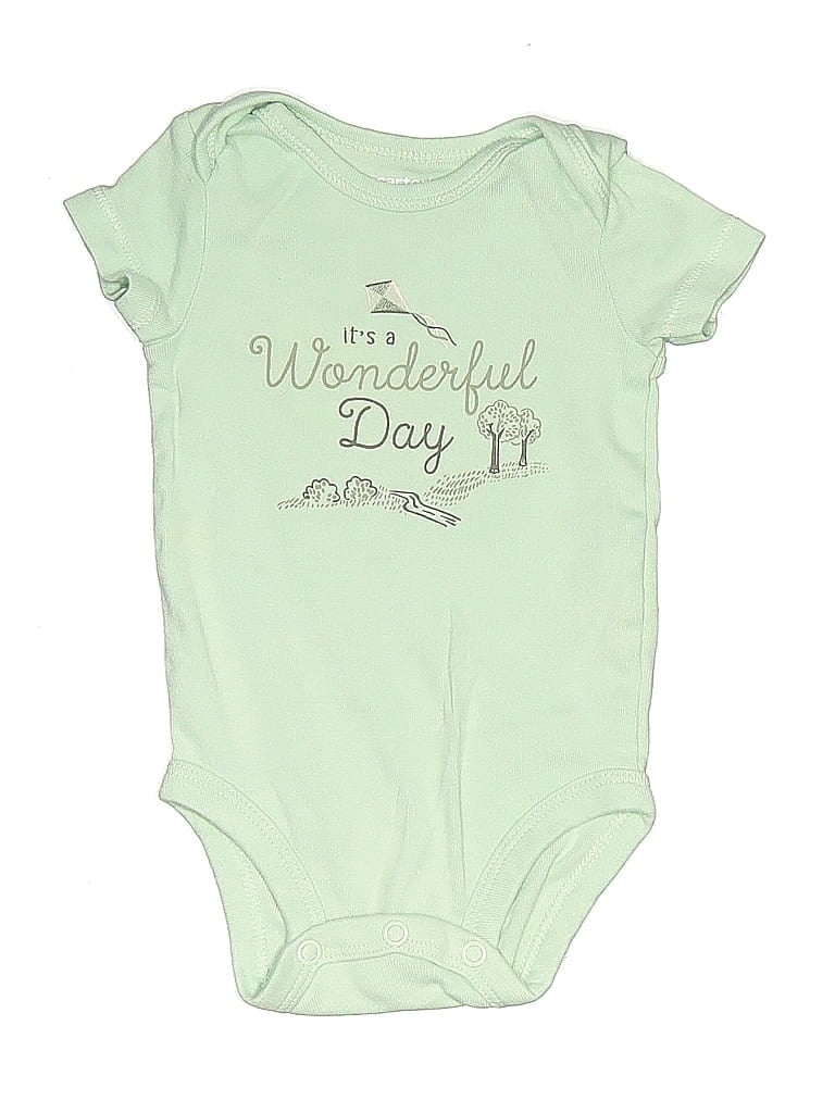 CARTER'S Pre-owned Babies' Short Sleeve Onesie In Green