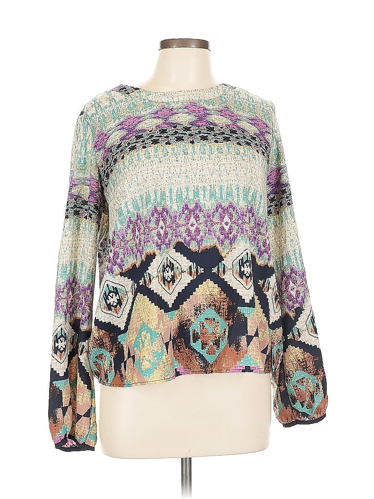 Pre-owned Le Lis Long Sleeve Blouse In Purple