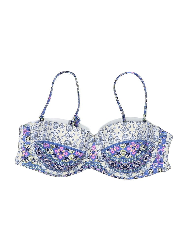 Pre-owned Shade & Shore Swimsuit Top Blue Paisley Pattern Swimwear