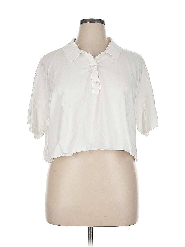 Pre-owned Offline By Aerie Short Sleeve Polo Shirt In White