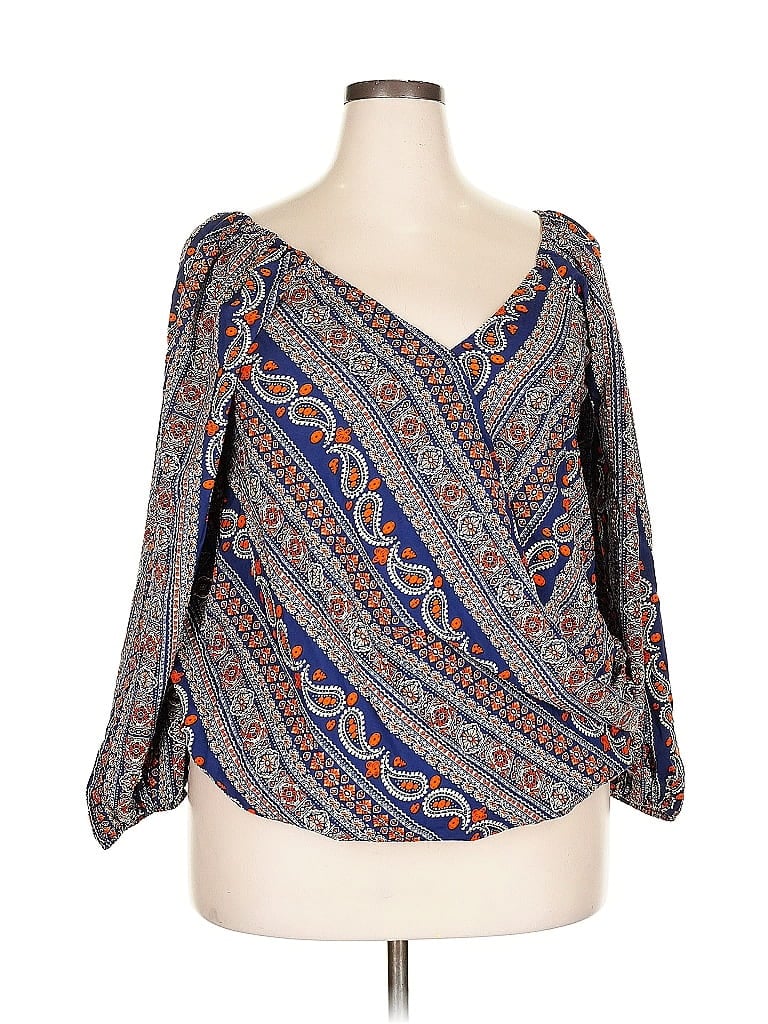 Bloomchic 3/4 Sleeve Blouse In Blue