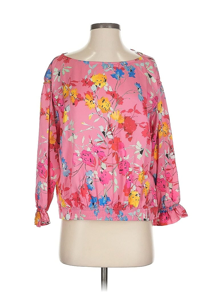 Pre-owned Zara Basic 3/4 Sleeve Blouse In Pink