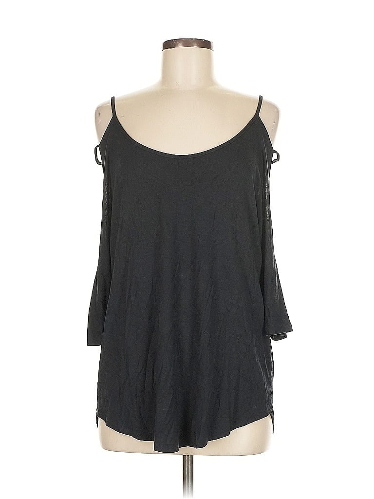 Pre-owned Venus 3/4 Sleeve Top Black Cold Shoulder Neckline Tops