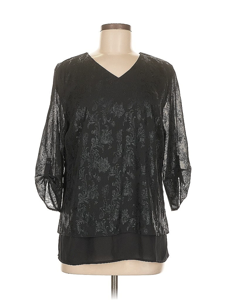 Pre-owned Chico's 3/4 Sleeve Blouse In Black