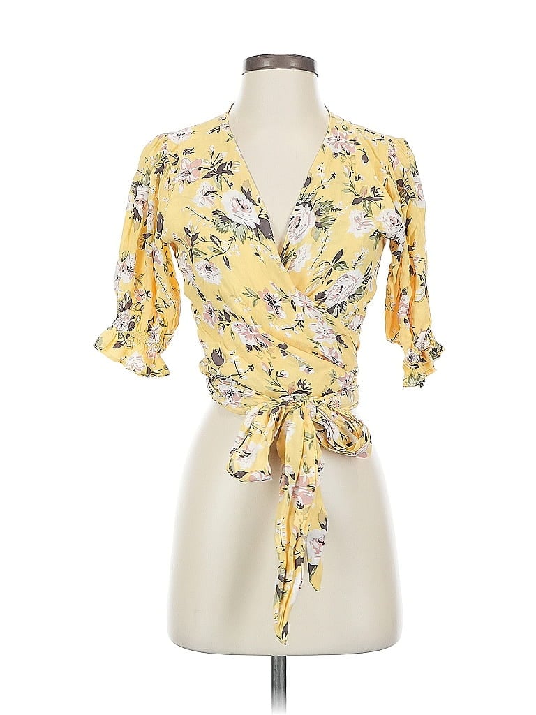 Pre-owned Faithfull The Brand 3/4 Sleeve Blouse In Yellow