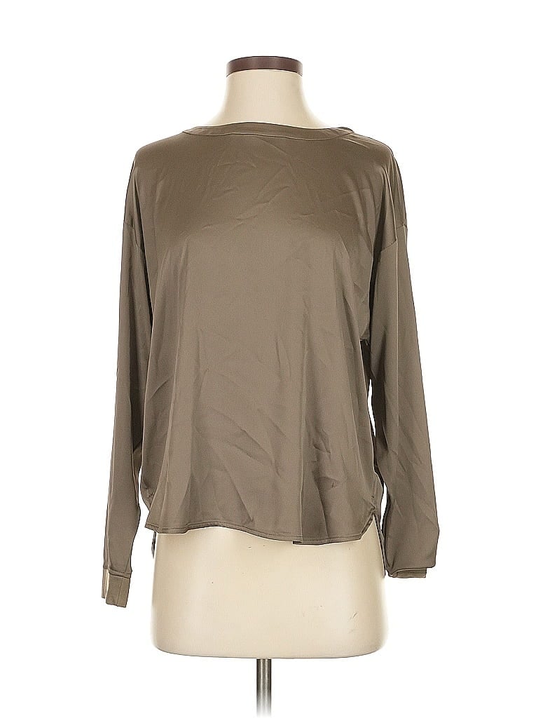 Pre-owned Ann Taylor Loft Long Sleeve Top Brown Boatneck Tops