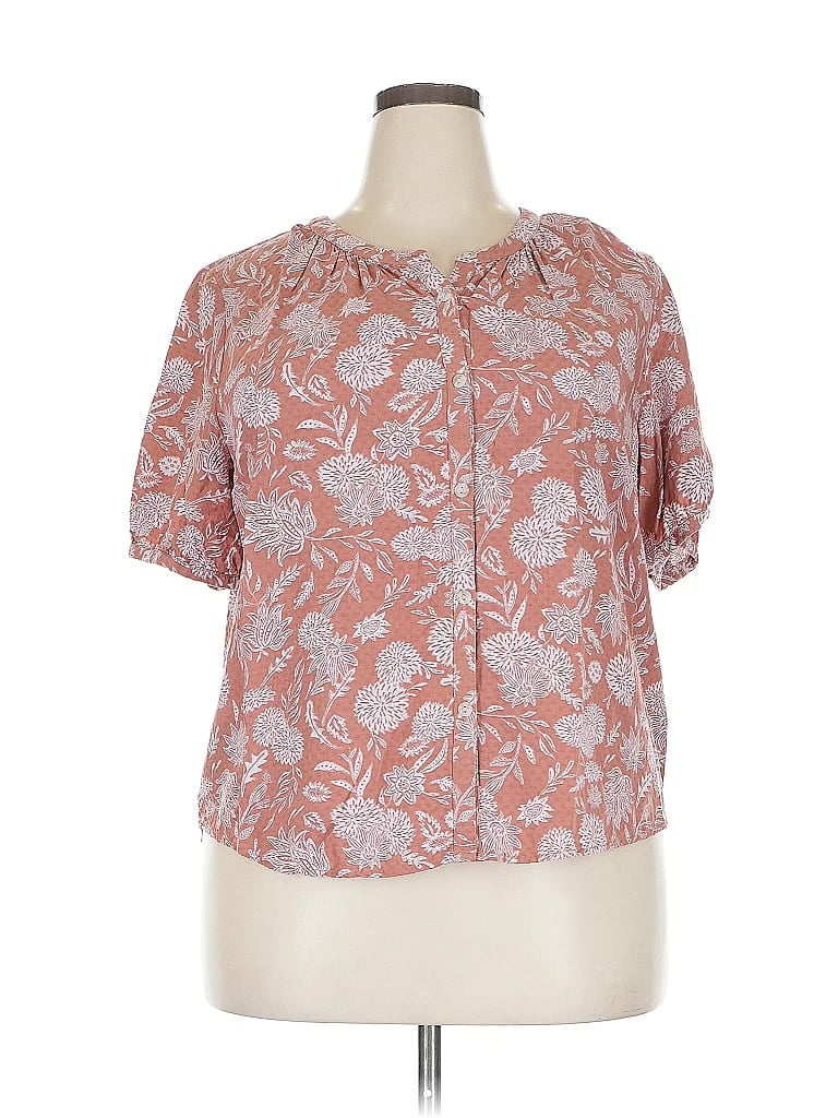 Pre-owned Universal Thread Short Sleeve Blouse In Pink