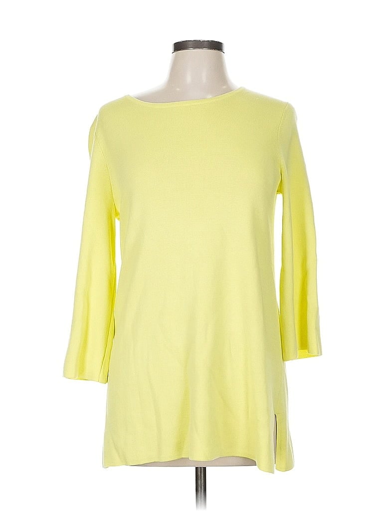 Pre-owned Belford 3/4 Sleeve Top Yellow Boatneck Tops