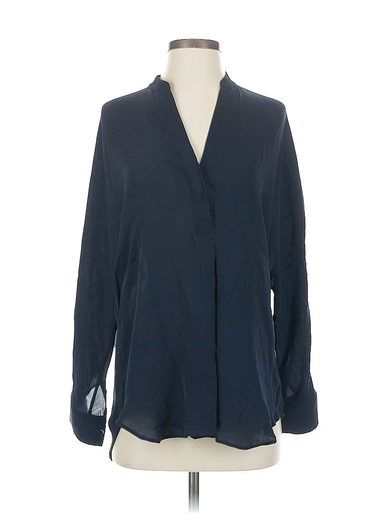 Pre-owned Vince Long Sleeve Blouse In Blue