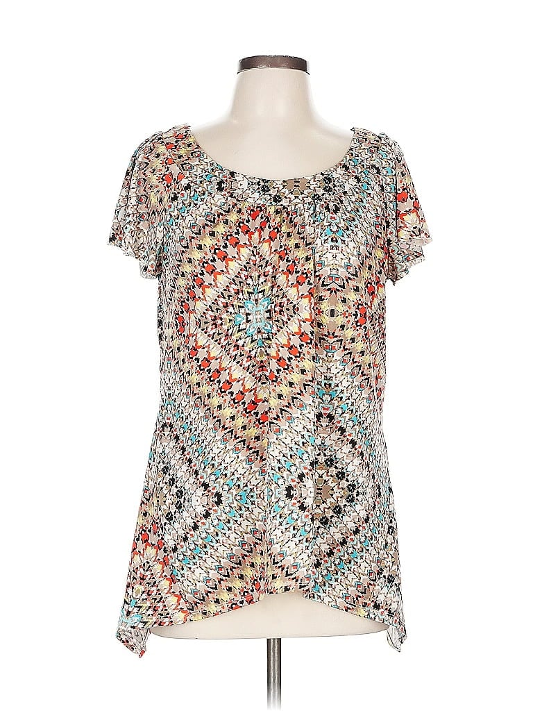 Pre-owned Ab Studio Short Sleeve Blouse In White