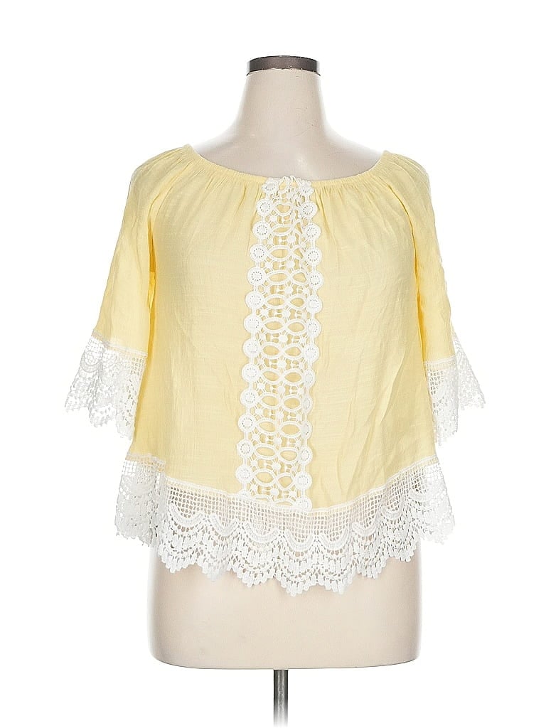 Pre-owned Unique Spectrum 3/4 Sleeve Blouse In Yellow