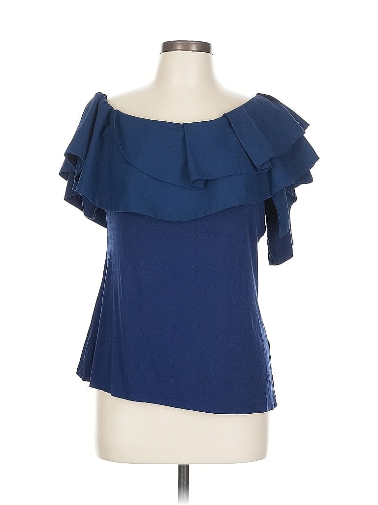 Pre-owned Vince Camuto Short Sleeve Blouse In Blue