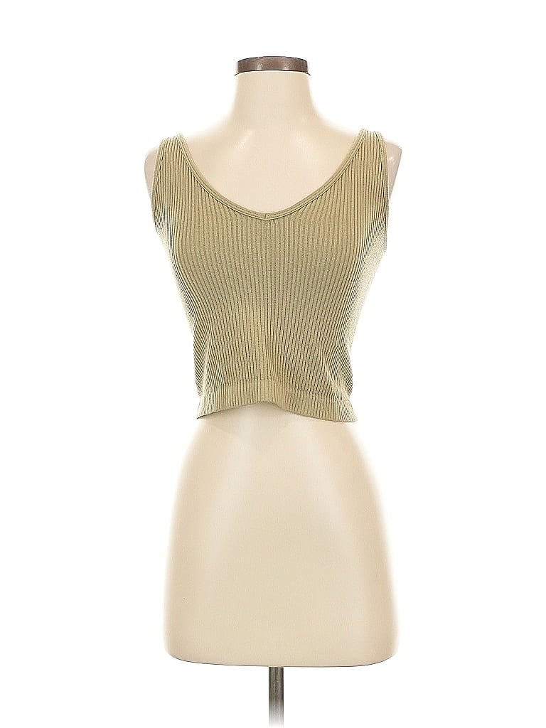 Pre-owned Intimately By Free People Tank Top Green V Neck Tops