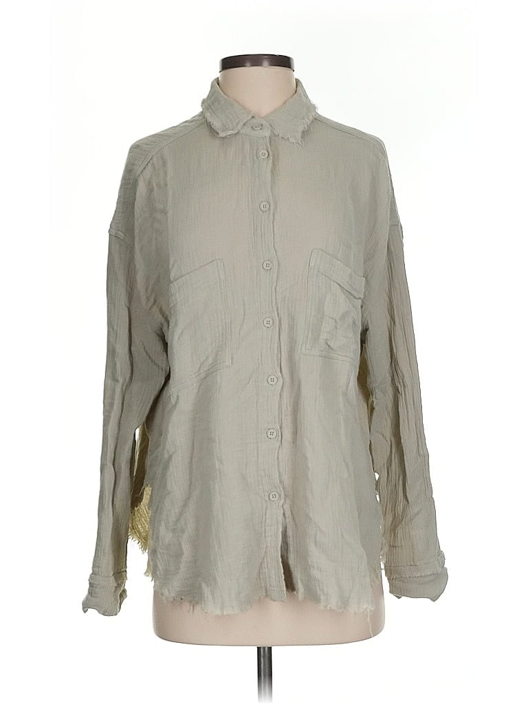 Pre-owned Miou Muse Long Sleeve Button Down Shirt In Gray