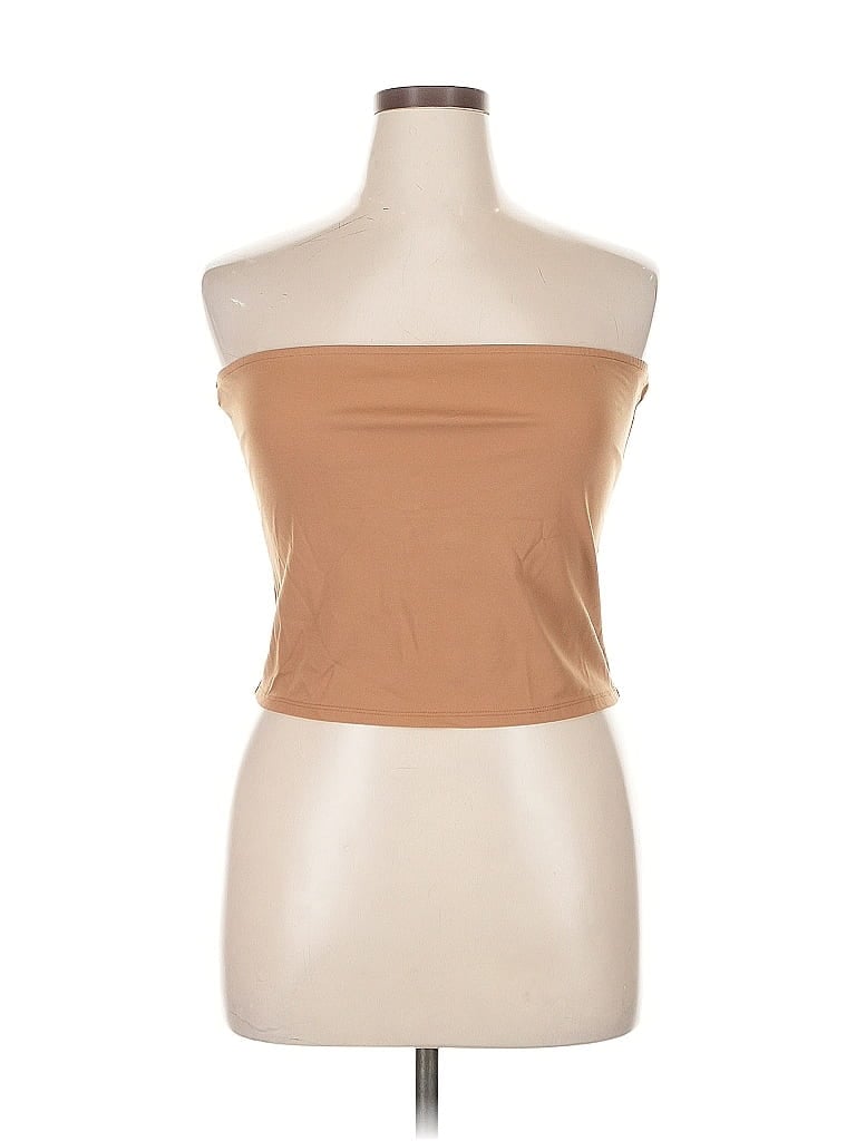 Pre-owned Open Edit Tube Top Tan Strapless Neckline Tops In Brown