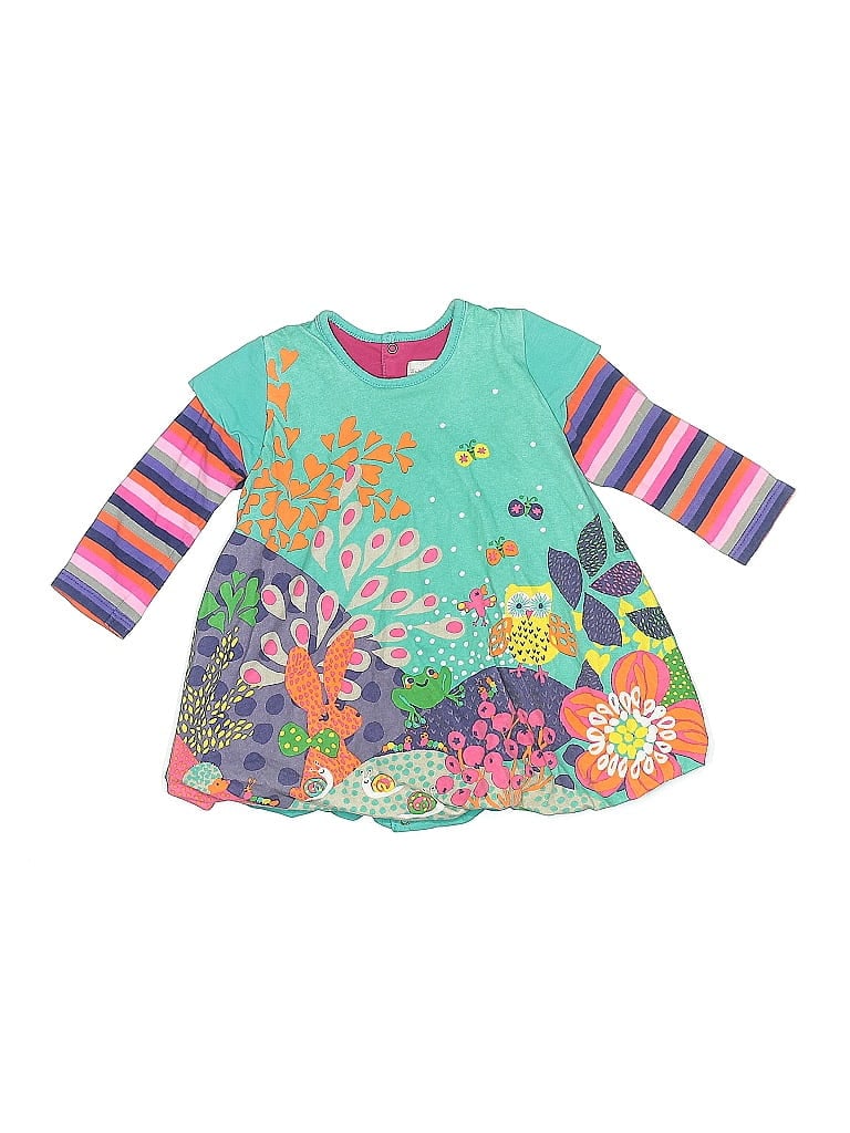 Pre-owned Catimini Babies' 3/4 Sleeve Top Teal Mock Neckline Tops In Blue