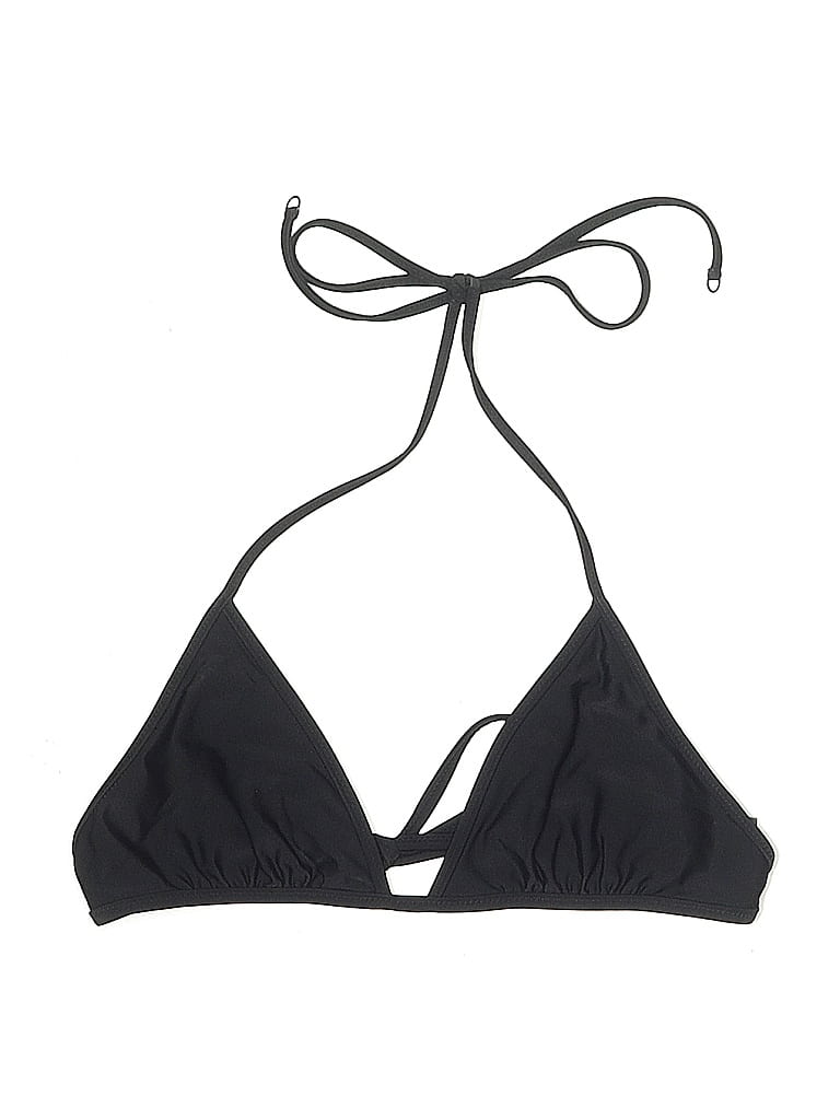 Pre-owned Aerie Swimsuit Top Black Solid Pattern Swimwear