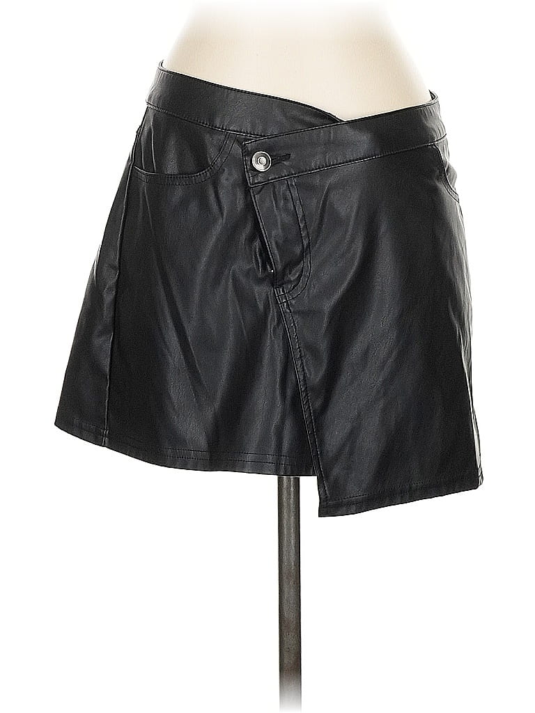 Pre-owned Future Collective Faux Leather Skirt In Black