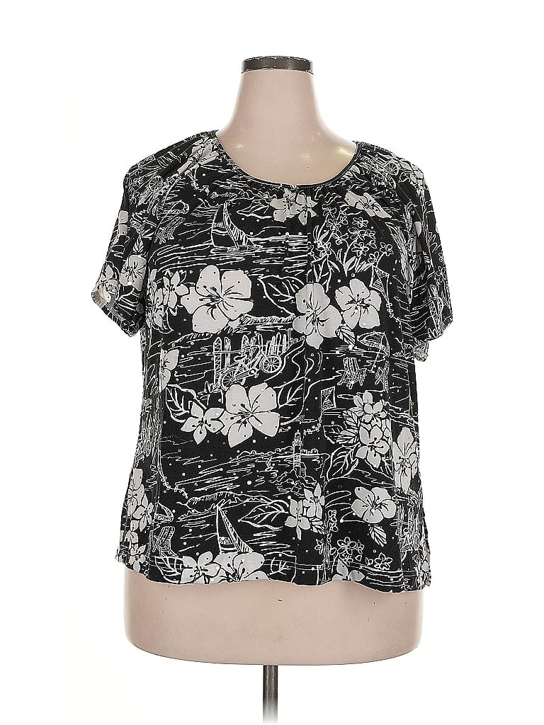 Pre-owned Cathy Daniels Short Sleeve Blouse In Black