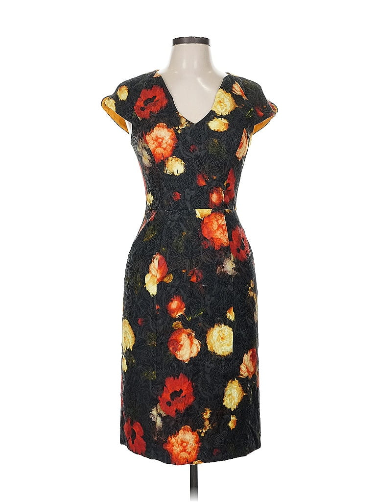 Black Halo Print Black Cocktail Dress Size 6 - photo 1