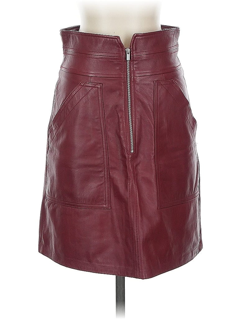 Pre-owned Rebecca Taylor Faux Leather Skirt In Burgundy