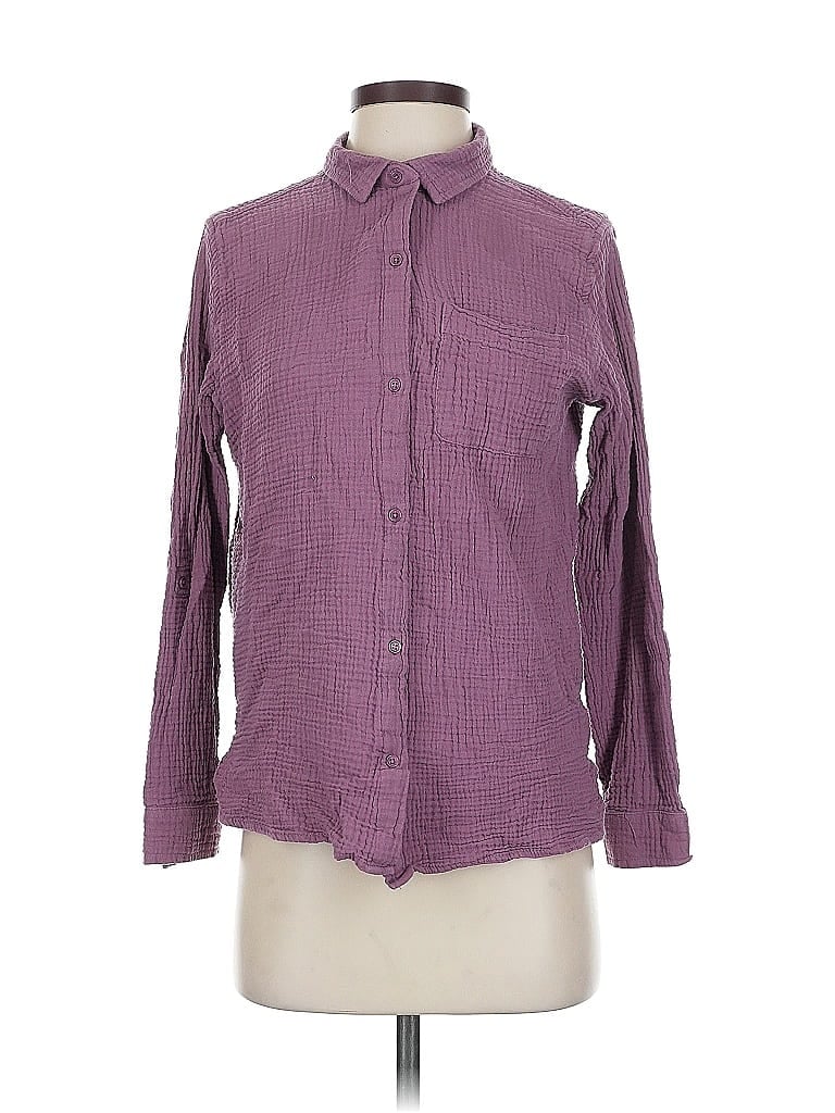 Pre-owned Anne Klein Long Sleeve Button Down Shirt In Purple
