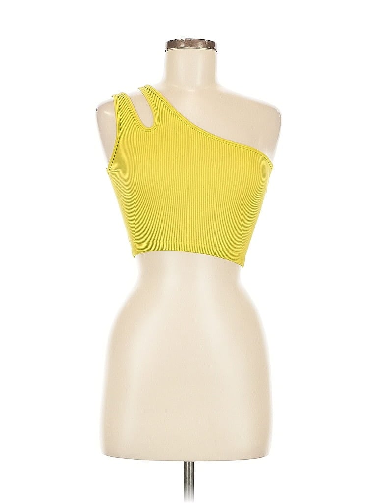 Pre-owned Cider Tube Top Yellow One Shoulder Neckline Tops