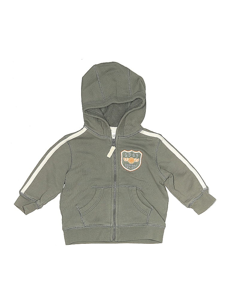 Pre-owned Baby Gap Babies' Zip Up Hoodie In Green