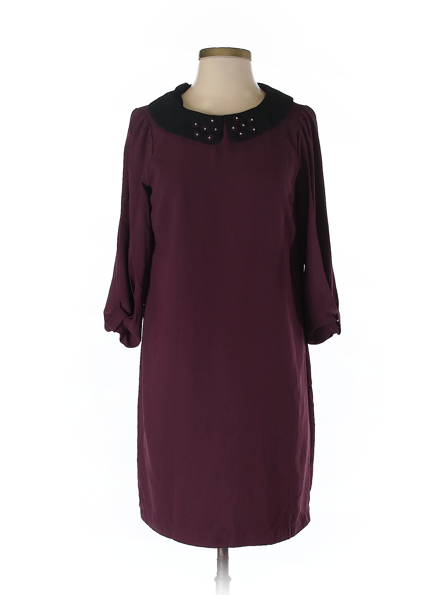 LC Lauren Conrad 100% Polyester Solid Burgundy Casual Dress Size S - 76 ...