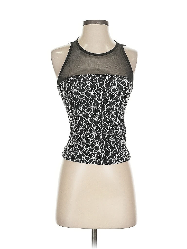 Pre-owned Maeve By Anthropologie Sleeveless Top Silver Floral Pattern Halter Neckline Tops