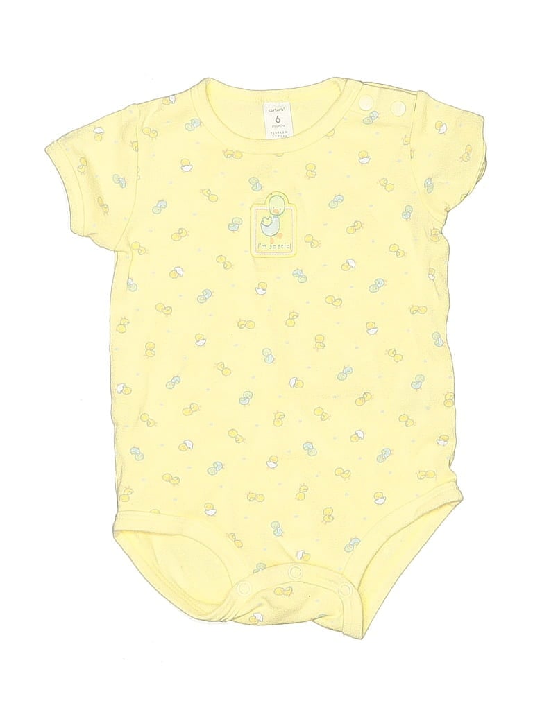 CARTER'S Pre-owned Babies' Short Sleeve Onesie In Yellow